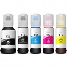 ENSEMBLE COMBO DE BOUTEILLE D'ENCRE EPSON T512 COMPATIBLE NOIR/CYAN/MAGENTA/JAUNE